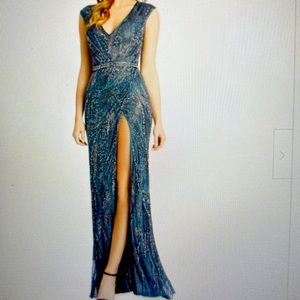MAC DUGGAL Beaded Cap Sleeve Gown Size 12